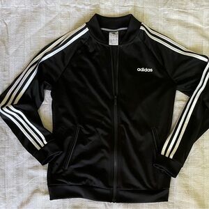adidas women Black Jacket with White Stripe Trim